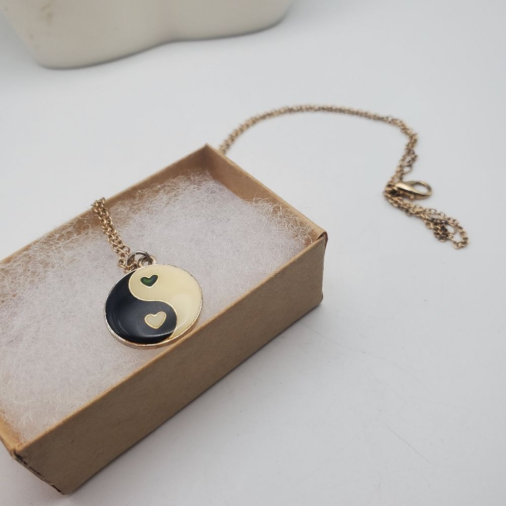 Yin and yang peace and love necklace